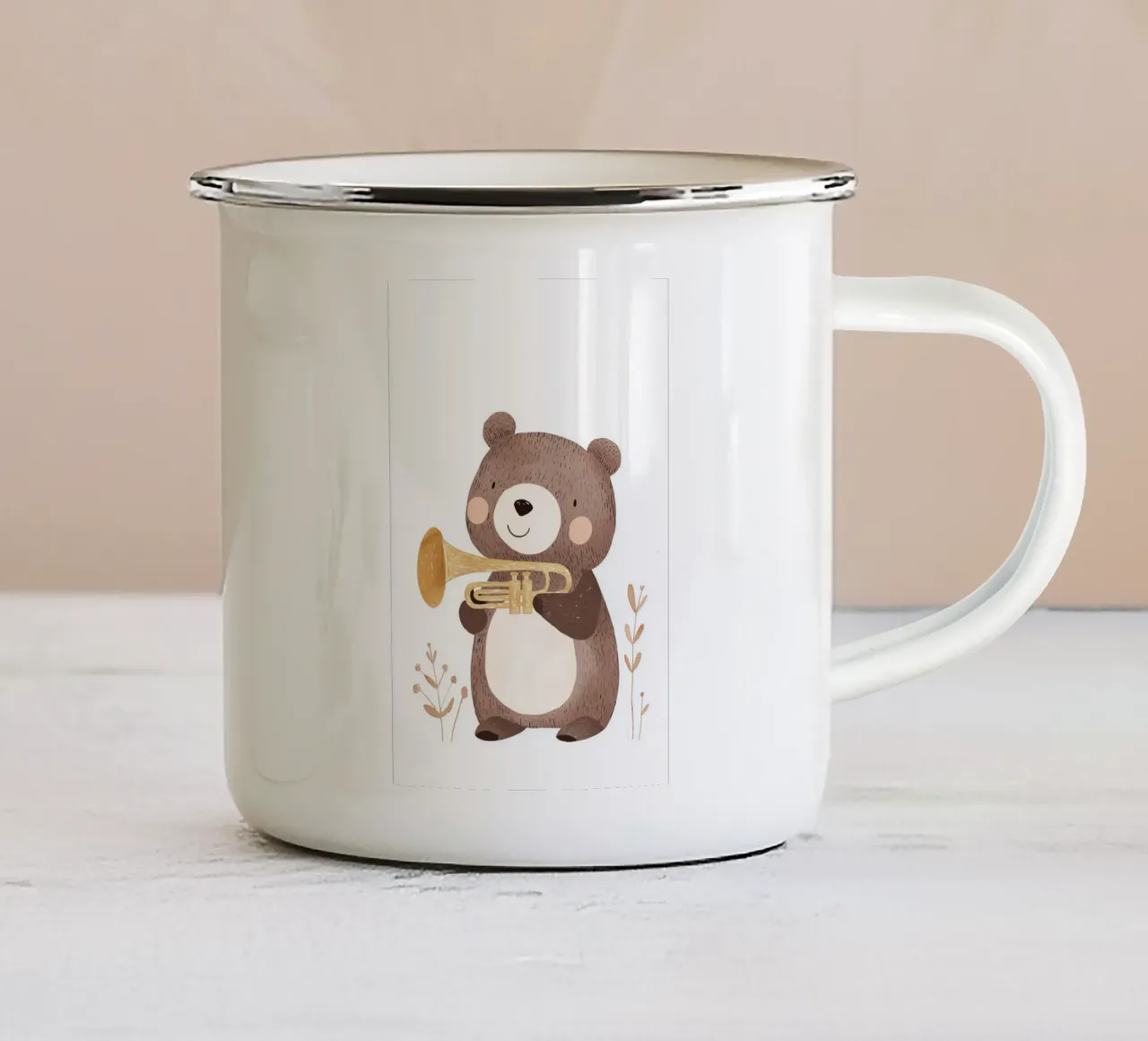 Bear With Trumpet tazza in smalto da treechild