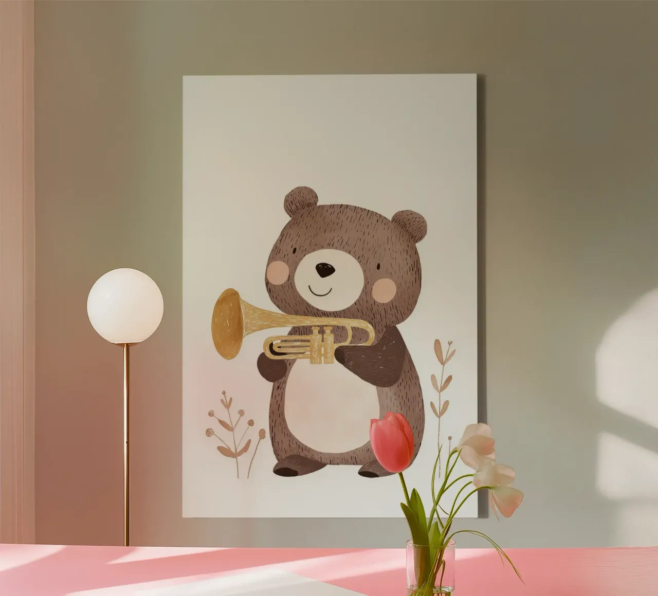 Bear With Trumpet tela con Cornice a cassetta da treechild