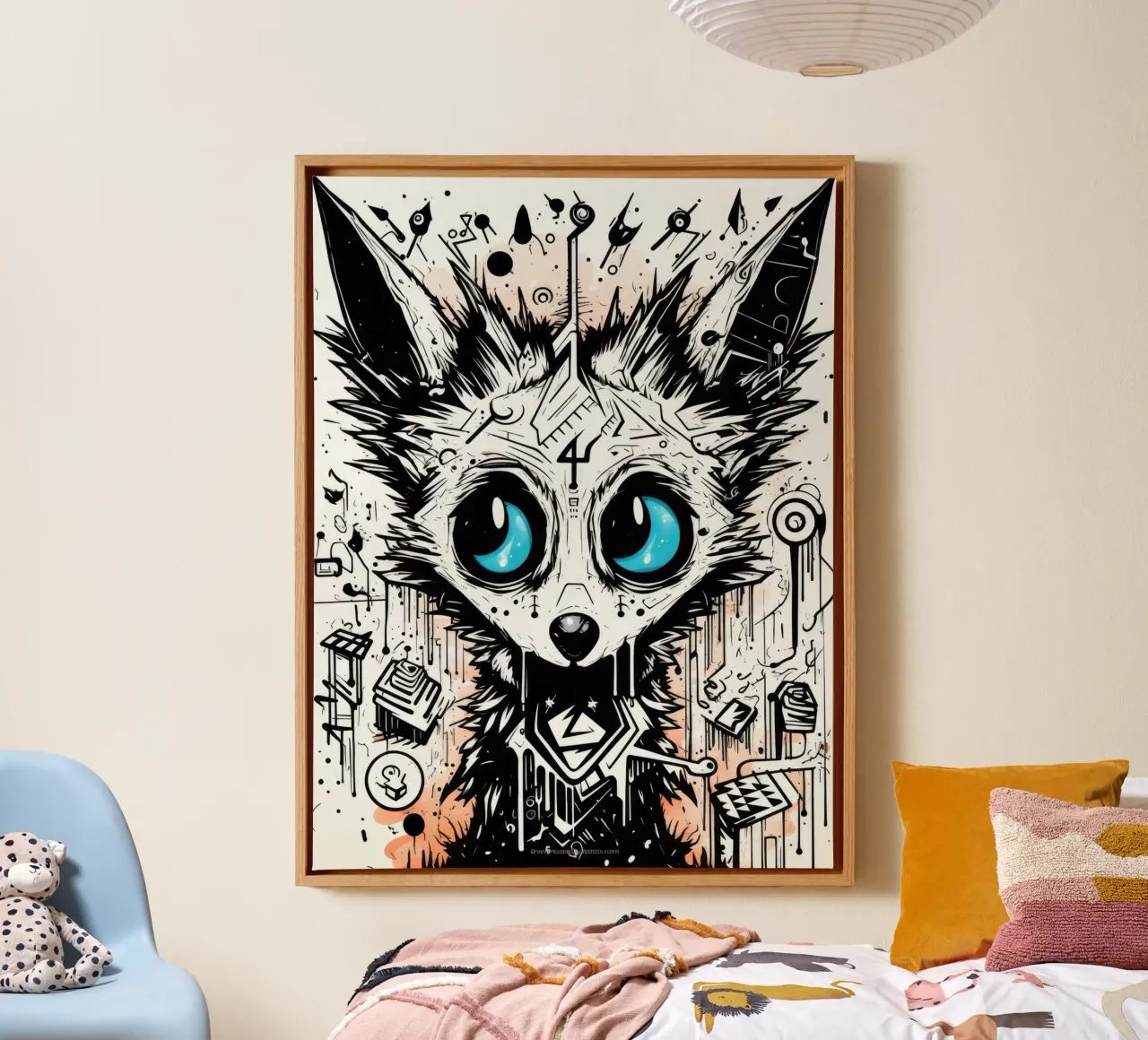graffiti dieren canvas met Baklijst van Art Digital Visuel
