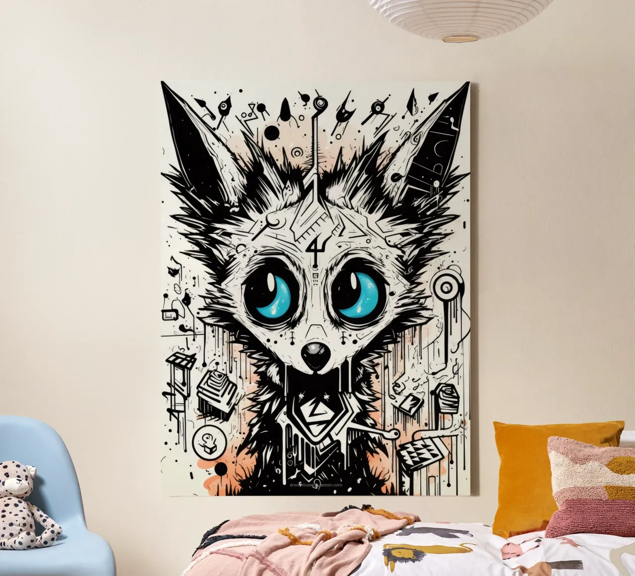 graffiti dieren canvas met Baklijst van Art Digital Visuel
