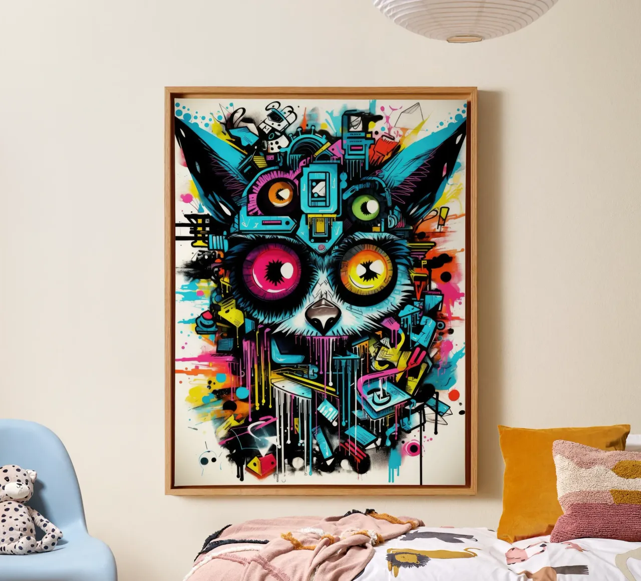 graffiti dieren canvas met Baklijst van Art Digital Visuel