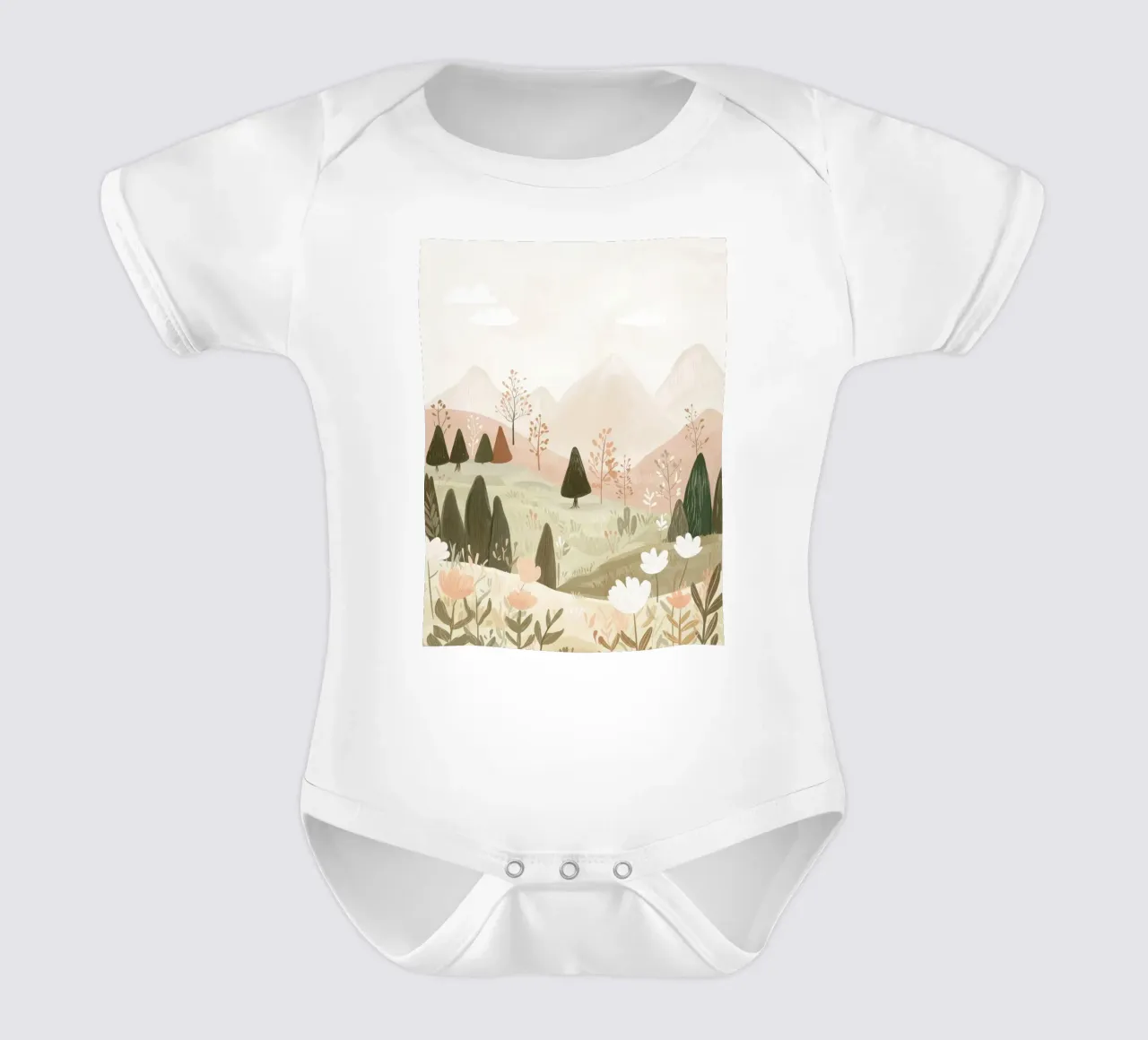 Pastel Landscape babyrompertje korte mouwen van treechild