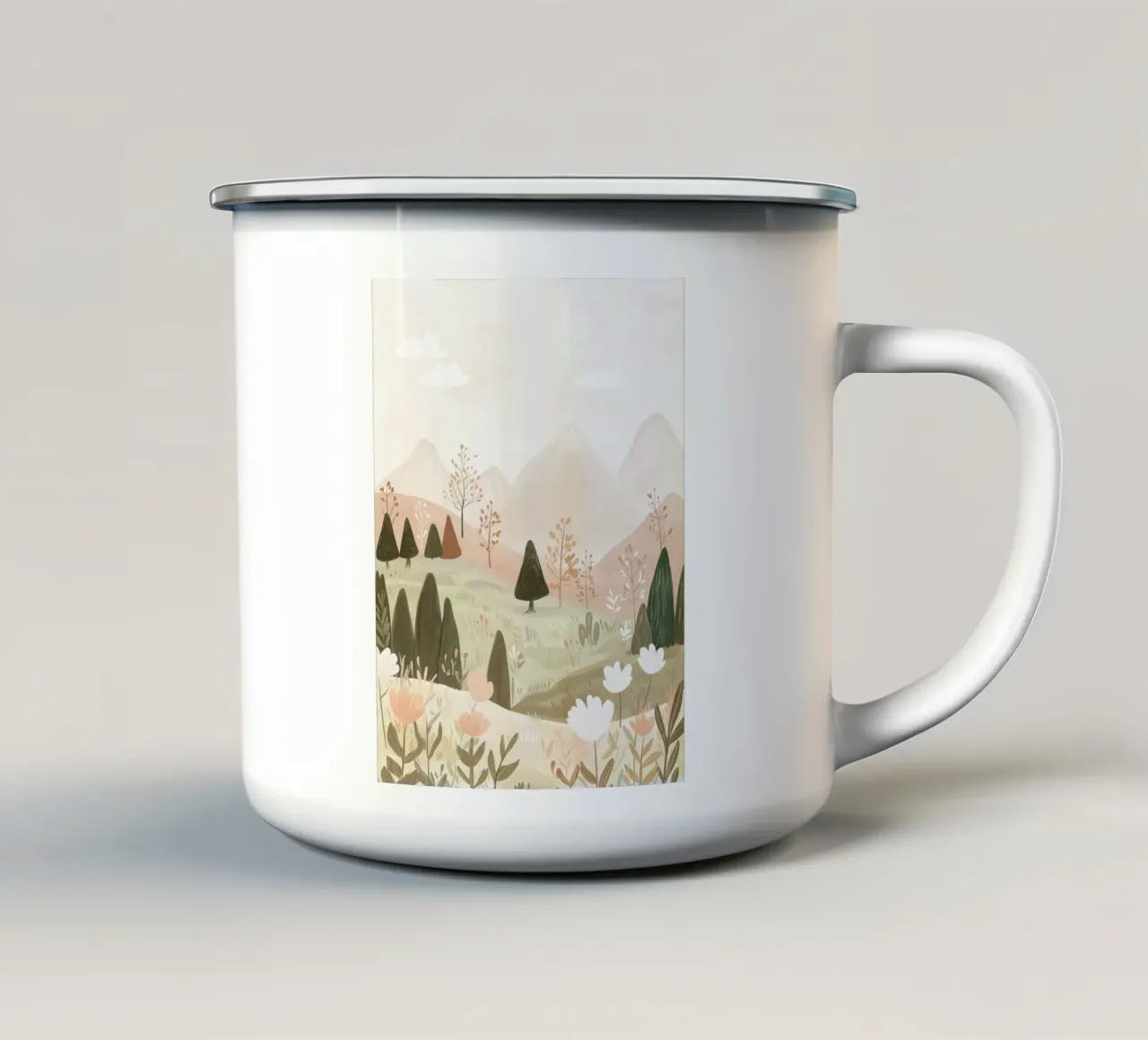 Pastel Landscape tazza in smalto da treechild