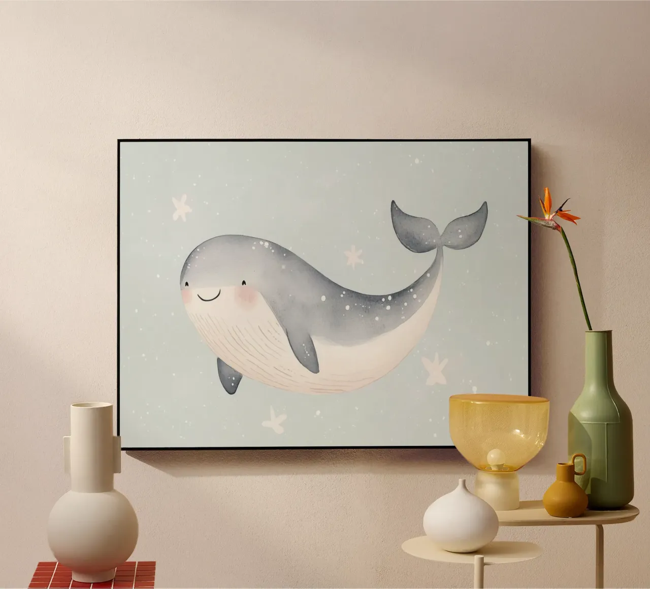 Happy Whale acrylic glass by treechild