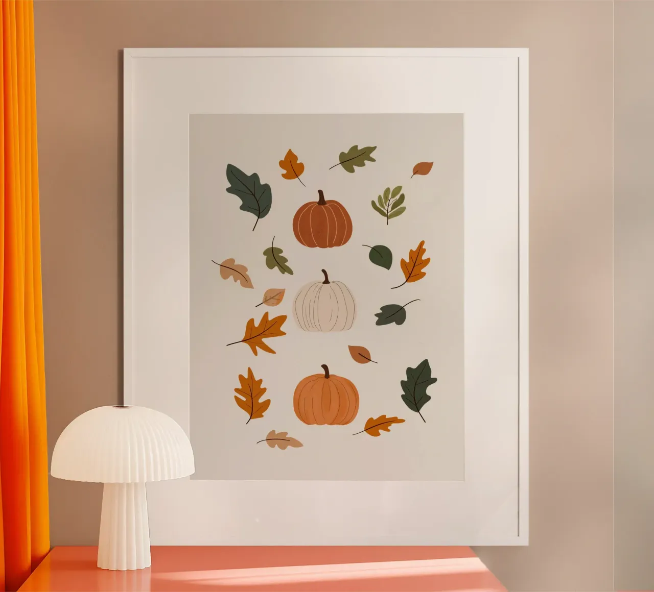 Autumn Pumpkins poster avec cadre en bois de treechild