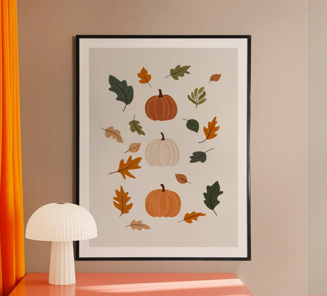 Autumn Pumpkins poster avec cadre en bois de treechild