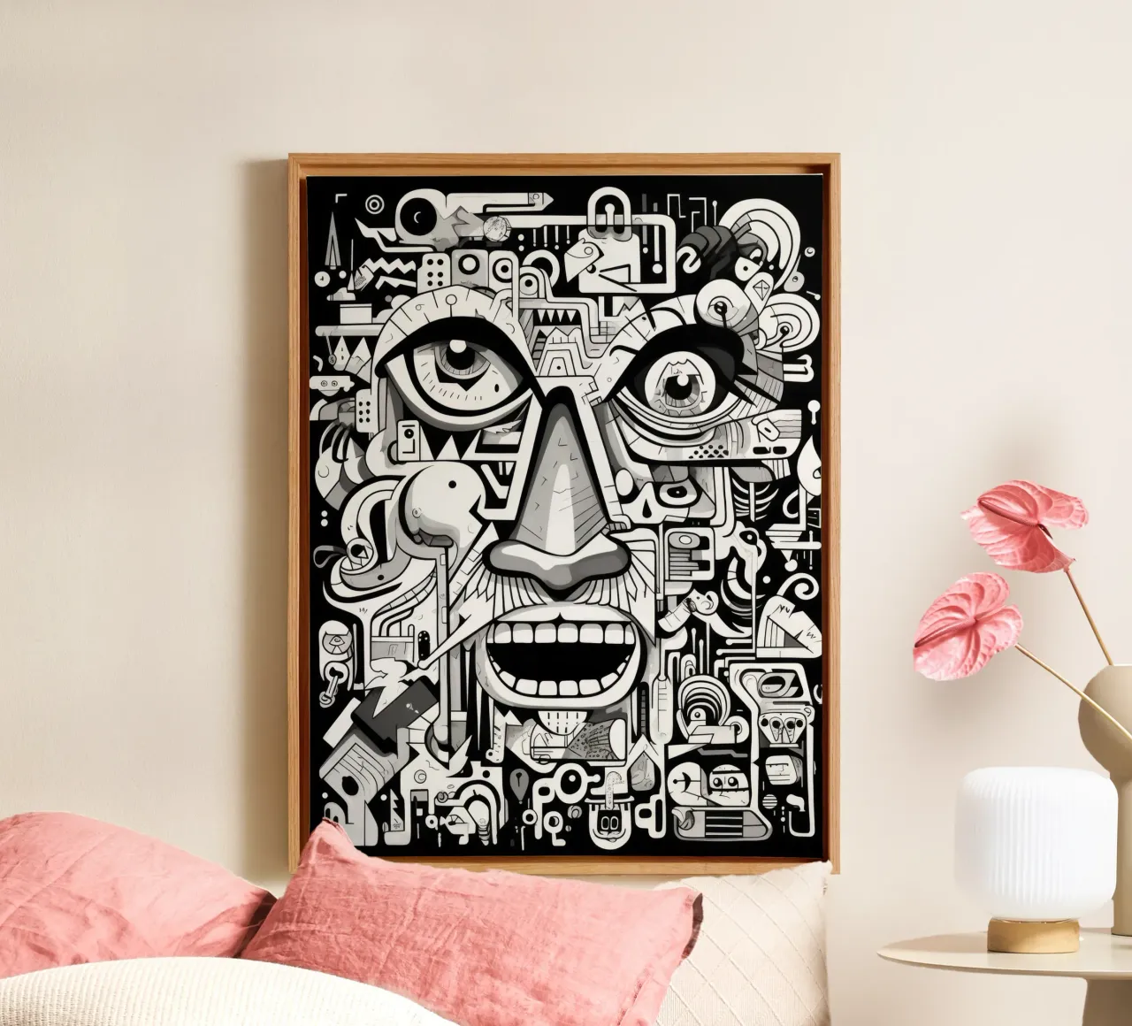 graffiti dieren canvas met Baklijst van Art Digital Visuel