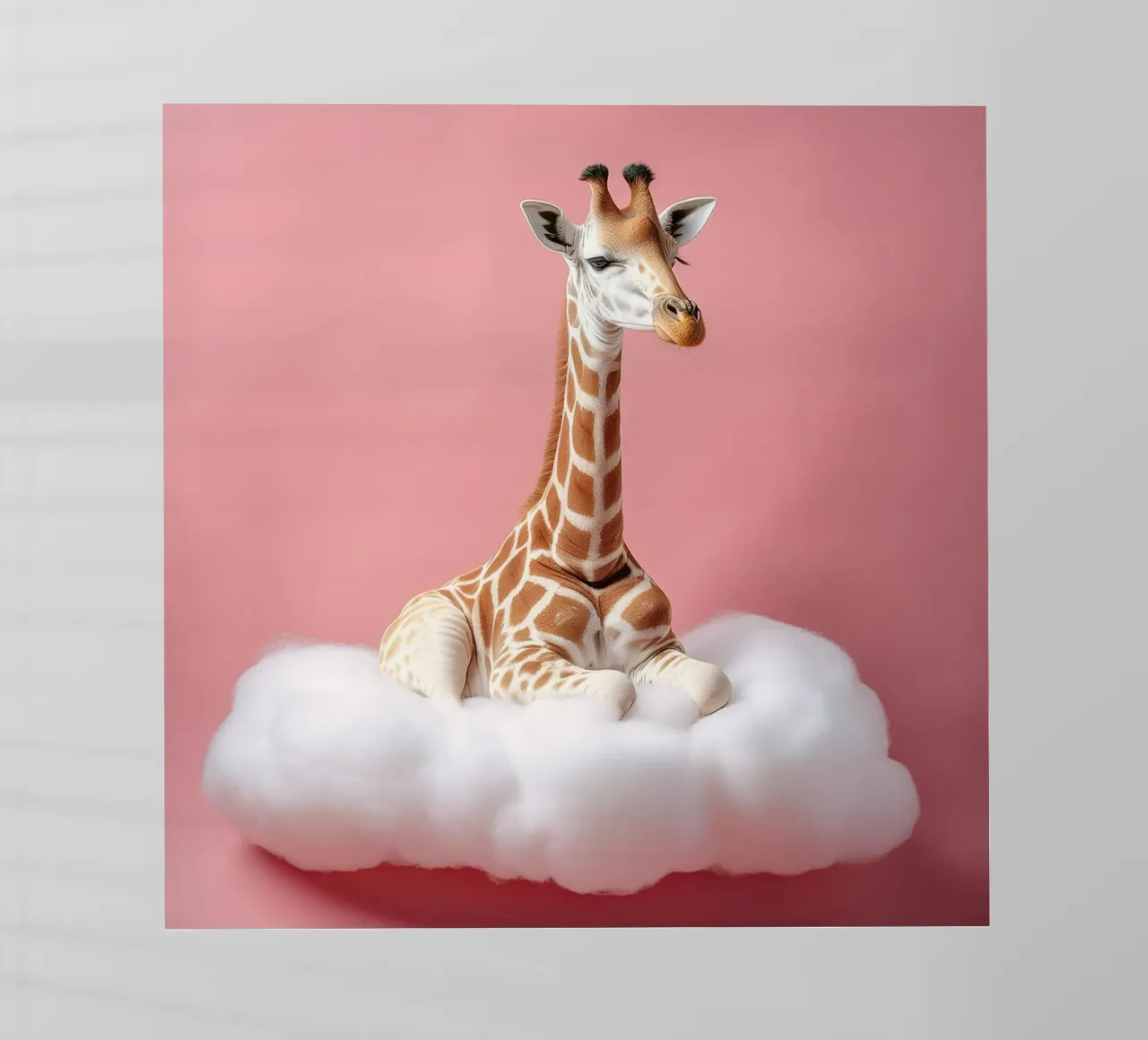Dreamy Giraffe Resting on a Fluffy Cloud Art Print backlit film by FlexiDesignsByK