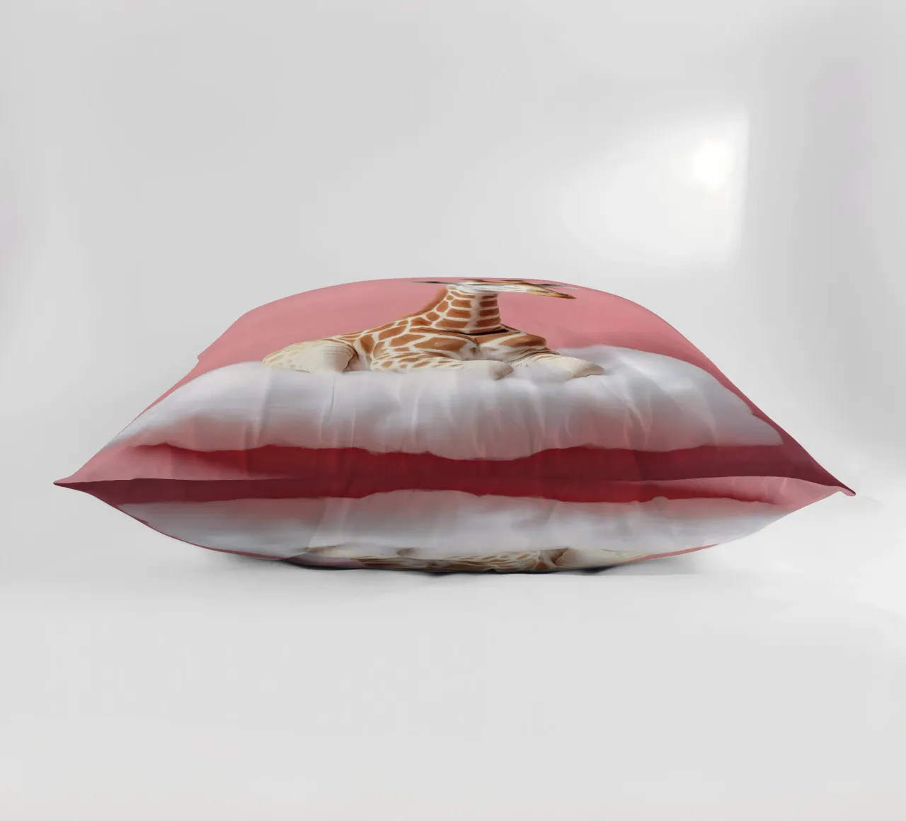 Dreamy Giraffe Resting on a Fluffy Cloud Art Print decorative cushion by FlexiDesignsByK