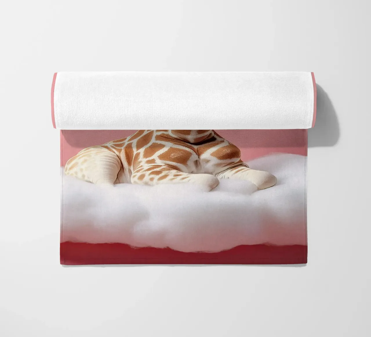 Dreamy Giraffe Resting on a Fluffy Cloud Art Print beach towel by FlexiDesignsByK