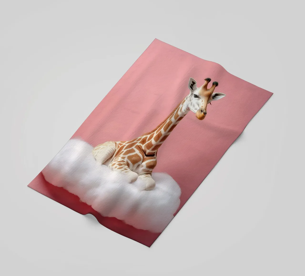 Dreamy Giraffe Resting on a Fluffy Cloud Art Print beach towel by FlexiDesignsByK