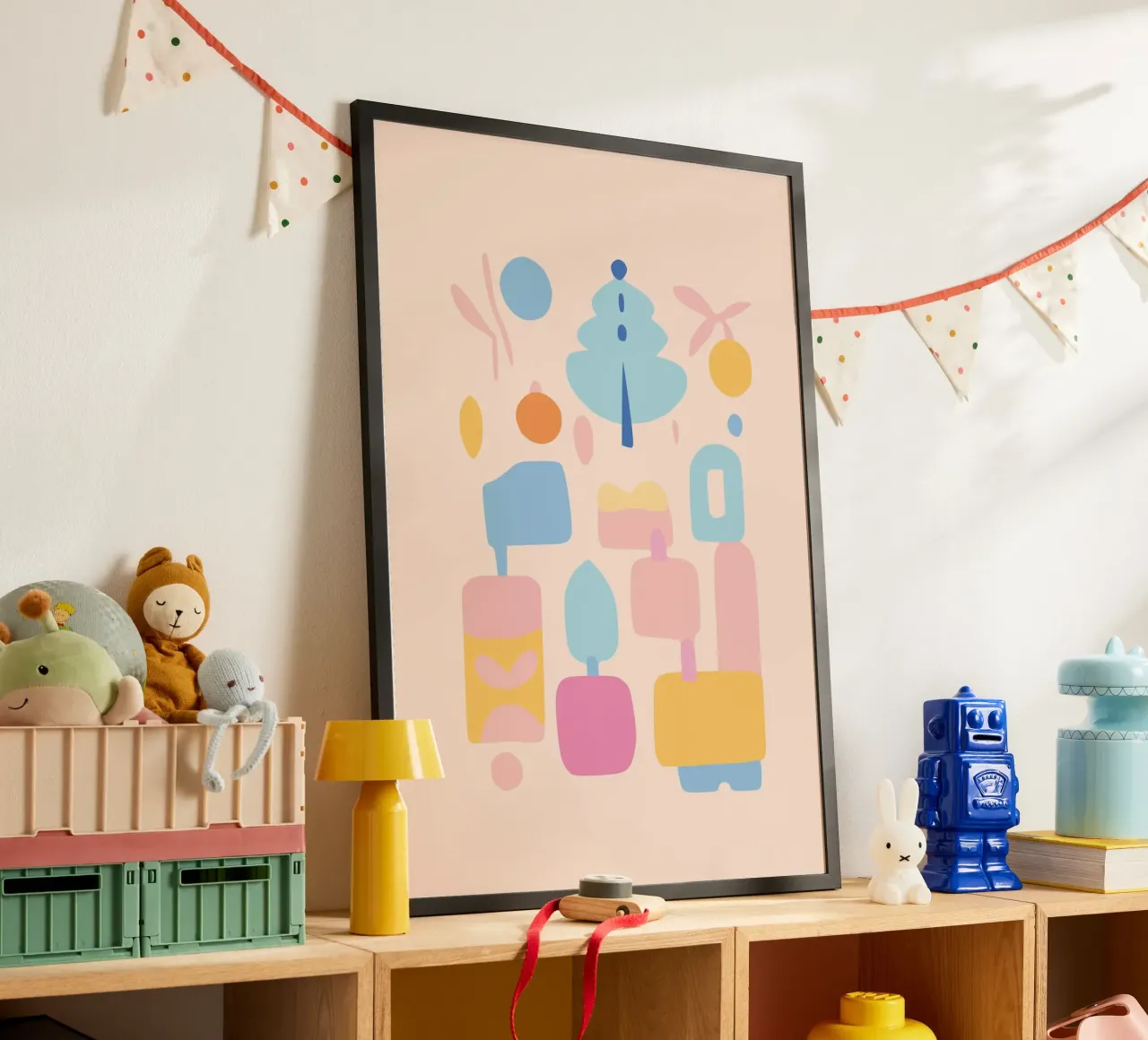Abstract Pastell poster con telaio in legno da Hey Vincent