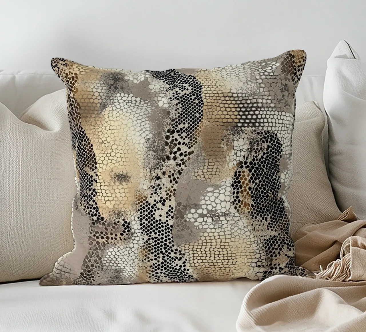 Stylish snake pattern decorative cushion by Carinaprint