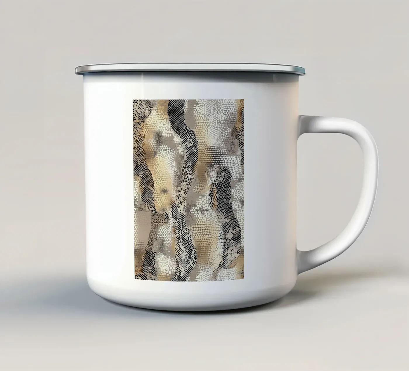 Stylish snake pattern enamel mug by Carinaprint