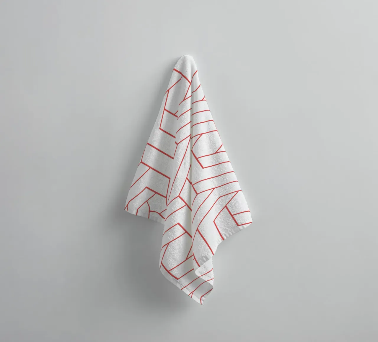 Red and White Geometric Pattern towel by Shark Printables