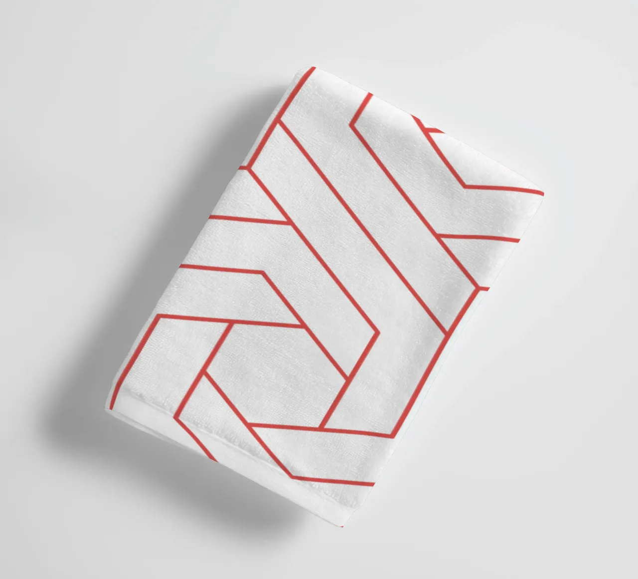 Red and White Geometric Pattern towel by Shark Printables