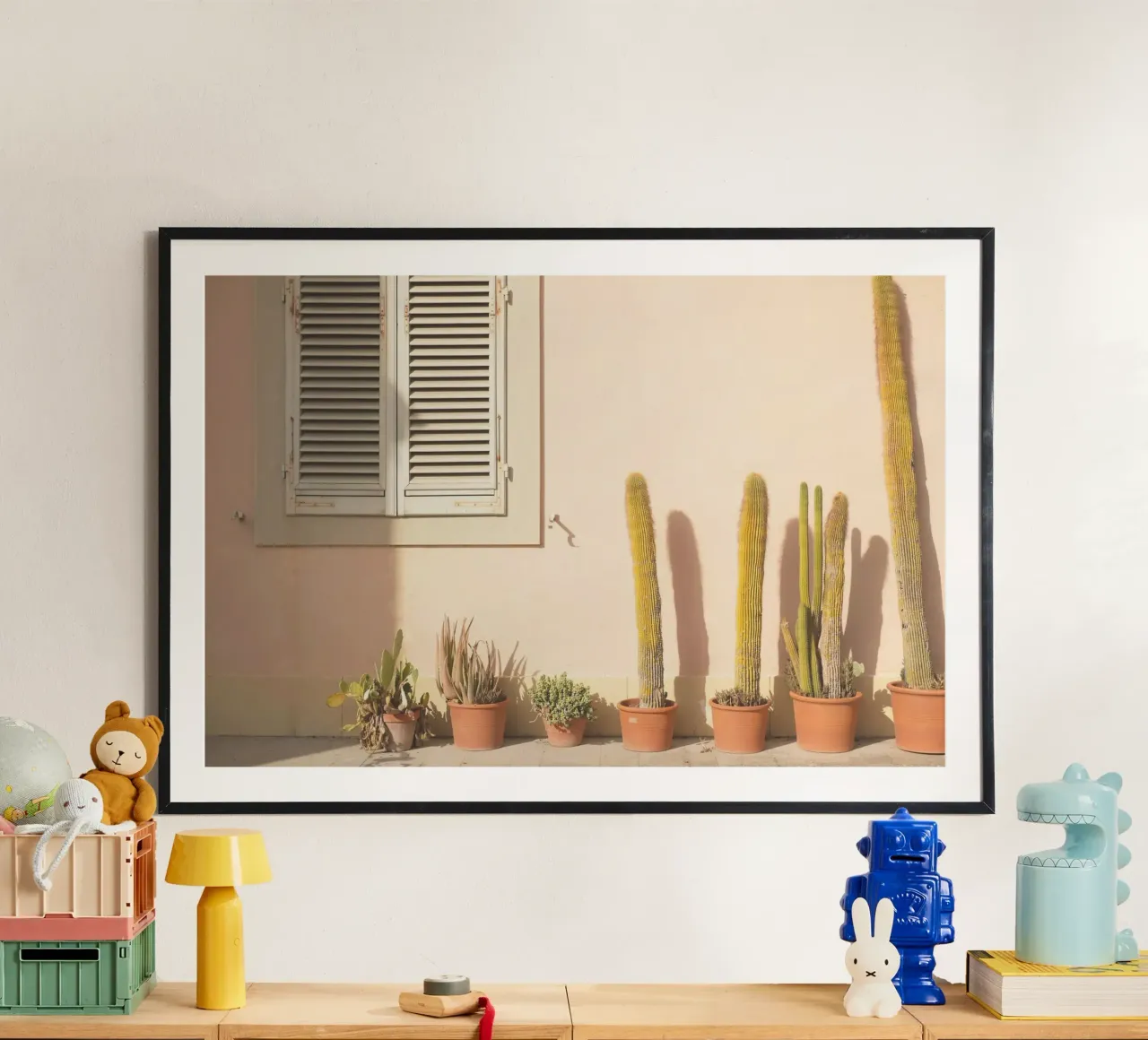 Florence, Italië I Cactus bij zonsondergang in Toscane poster met houten frame van Julie Travel Photography