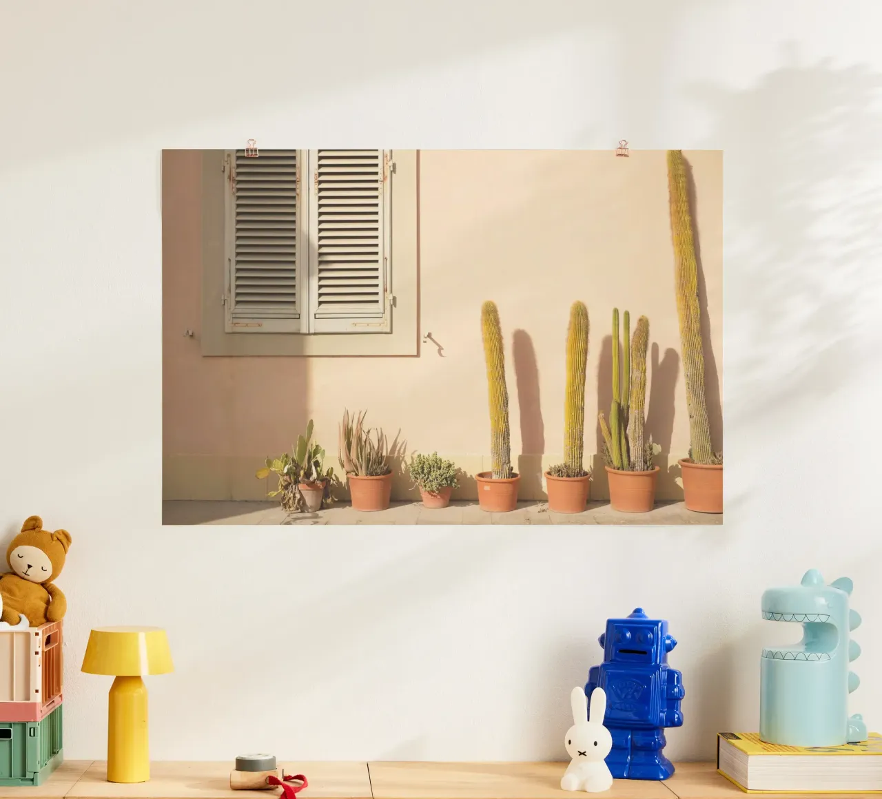 Florence, Italië I Cactus bij zonsondergang in Toscane poster met houten frame van Julie Travel Photography