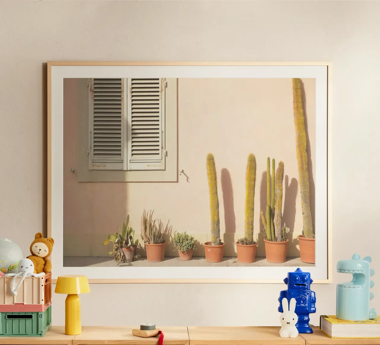 Florence, Italië I Cactus bij zonsondergang in Toscane poster met houten frame van Julie Travel Photography