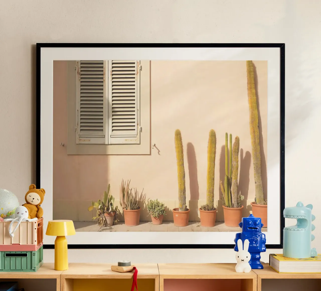 Florence, Italië I Cactus bij zonsondergang in Toscane poster met houten frame van Julie Travel Photography