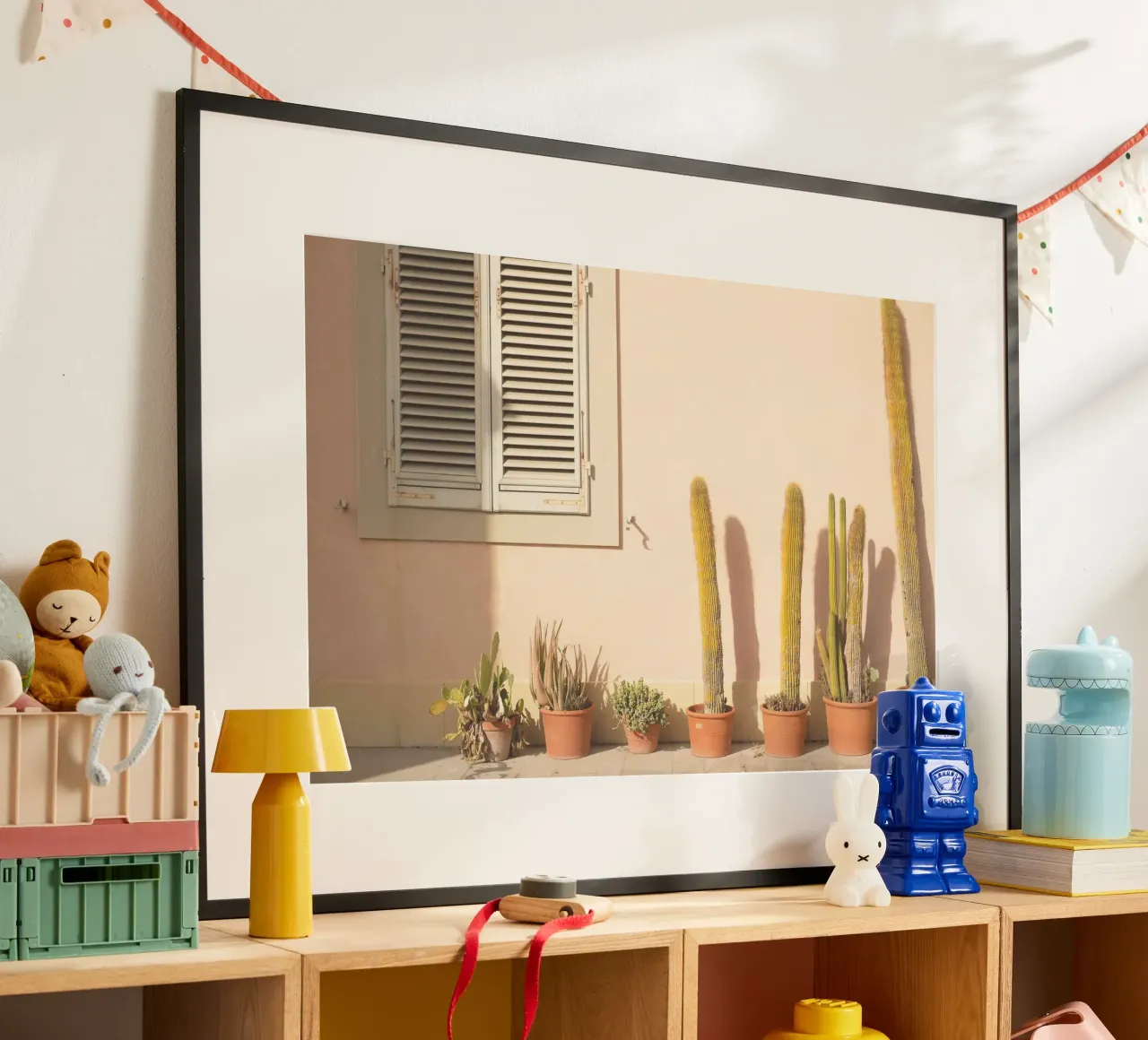 Florence, Italië I Cactus bij zonsondergang in Toscane poster met houten frame van Julie Travel Photography