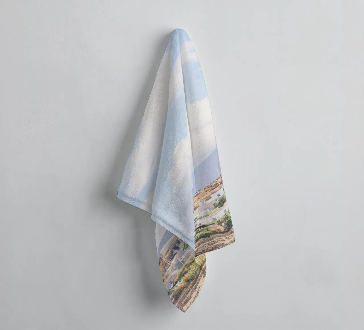 Milos, Greece I Panoramic view of wild mountains towel by Julie Travel Photography