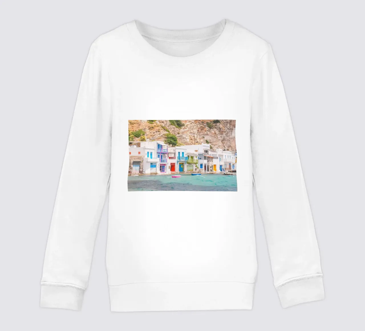 Milos, Grecia I Colorato villaggio di pescatori nel porto di Klima felpa bambino da Julie Travel Photography