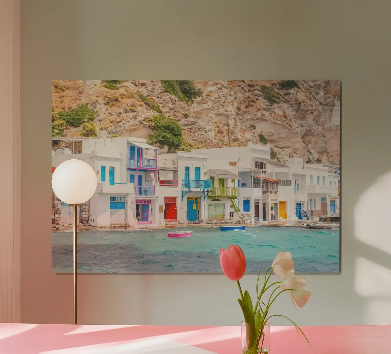 Milos, Grecia I Colorato villaggio di pescatori nel porto di Klima carta hahnemühle da Julie Travel Photography