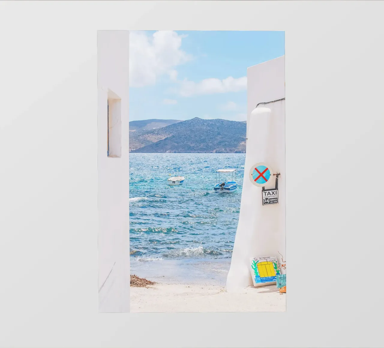 Milos, Grèce I Vue sur la mer Méditerranée bleu et blanc bâche pvc de Julie Travel Photography