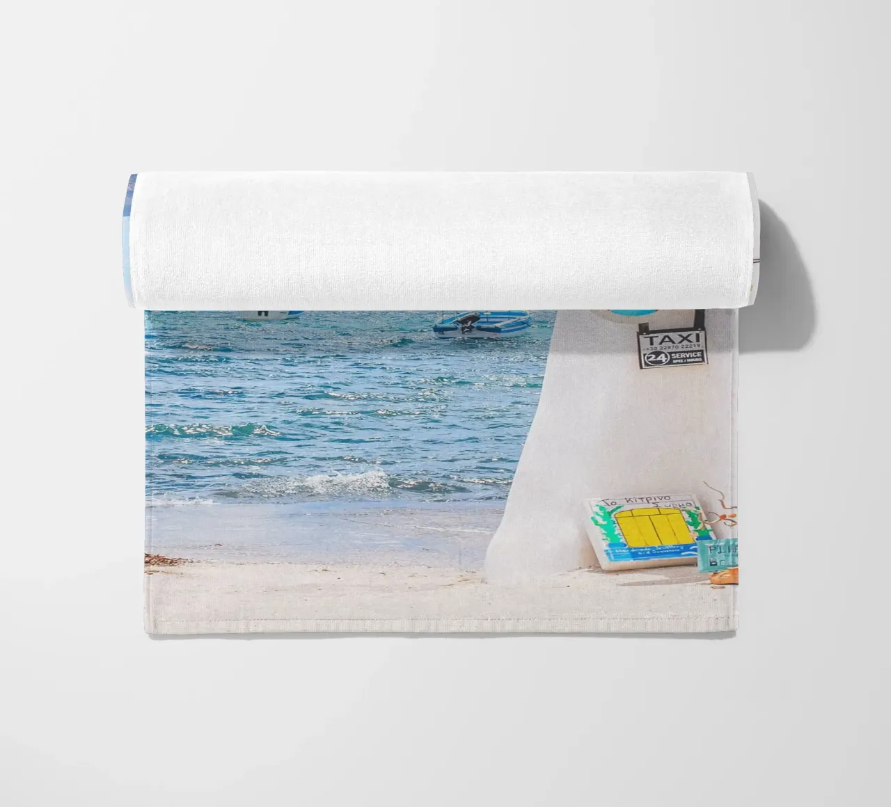 Milos, Grèce I Vue sur la mer Méditerranée bleu et blanc serviette de plage de Julie Travel Photography