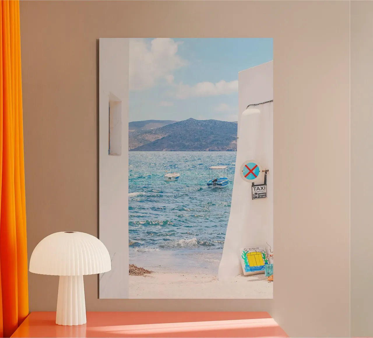 Milos, Grèce I Vue sur la mer Méditerranée bleu et blanc alu dibond de Julie Travel Photography