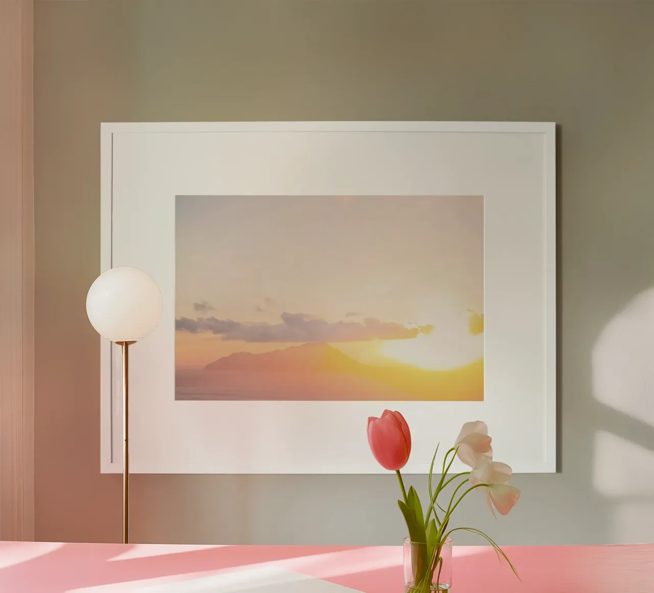 Milos, Griekenland I Esthetisch pastel licht bij zonsondergang poster van Julie Travel Photography