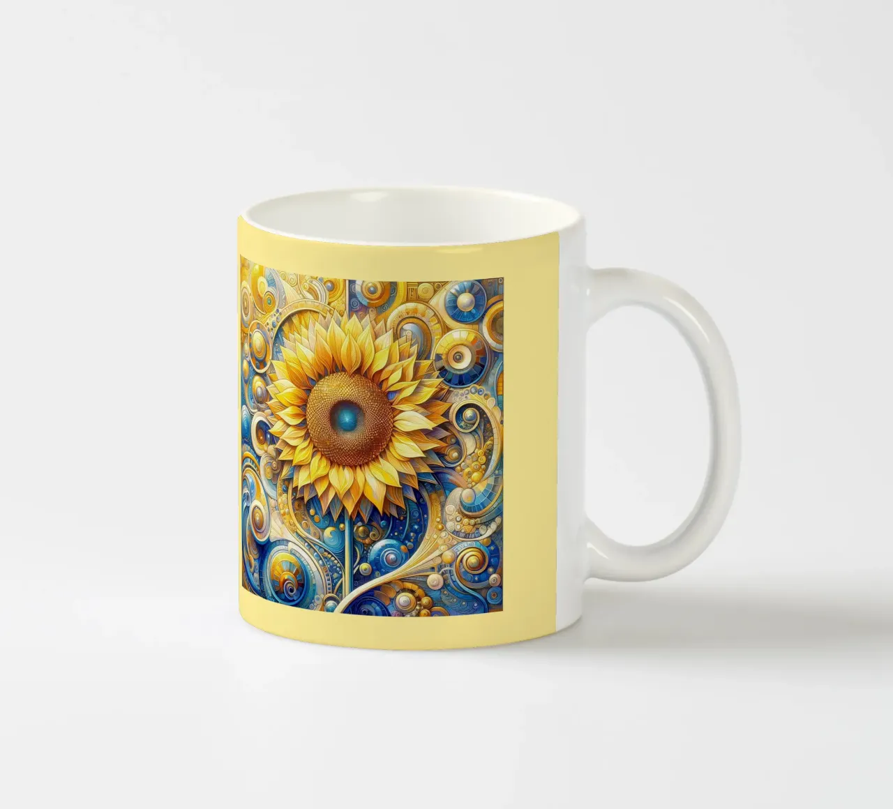 Sunflower ceramic mug by Art-Nouveau-Dsg