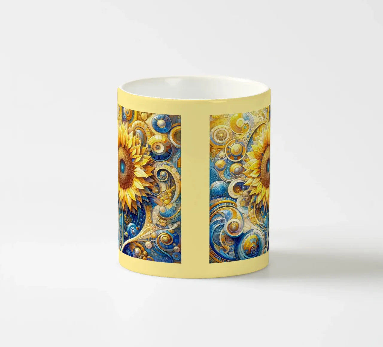 Sunflower ceramic mug by Art-Nouveau-Dsg