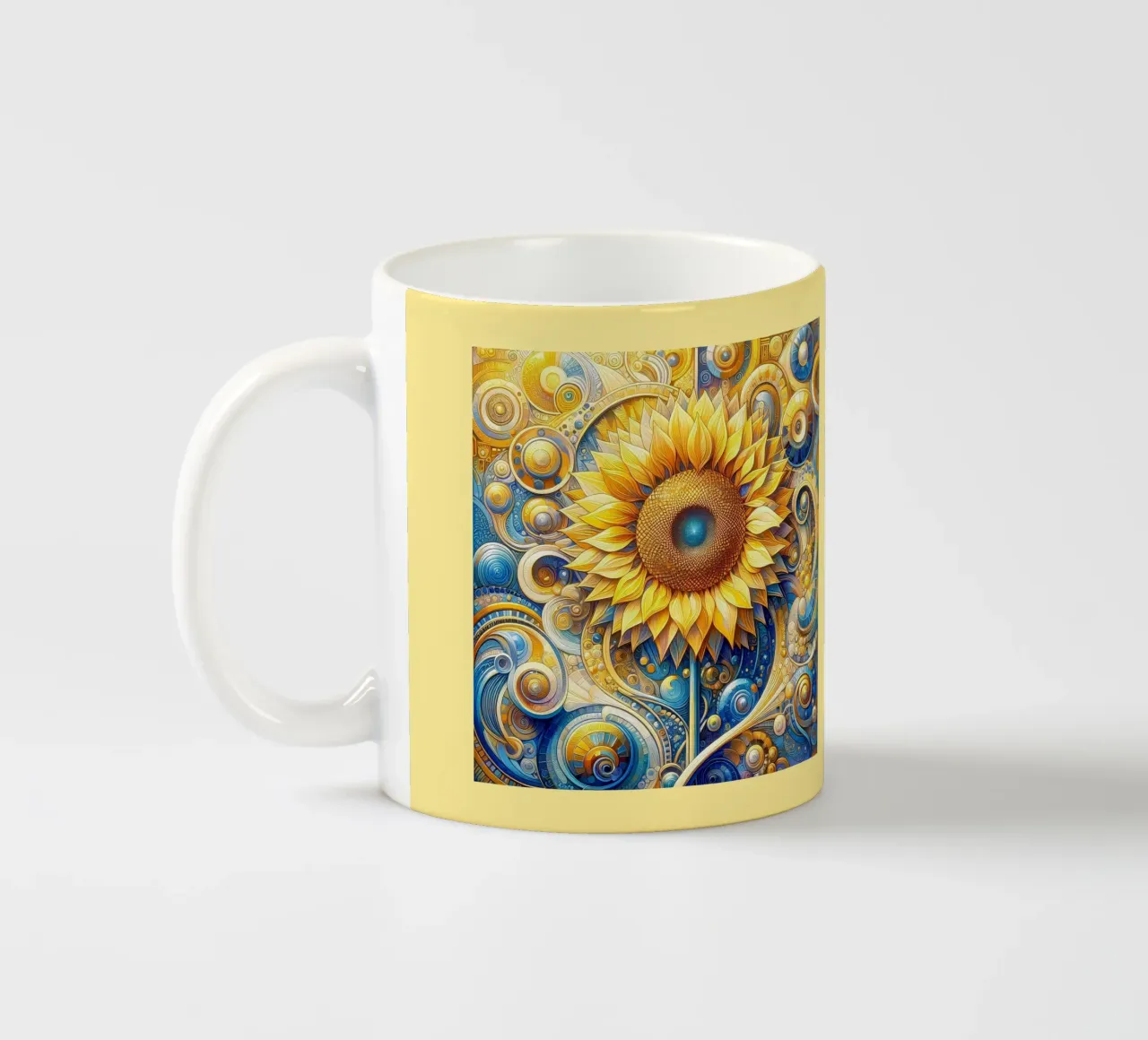 Sunflower ceramic mug by Art-Nouveau-Dsg