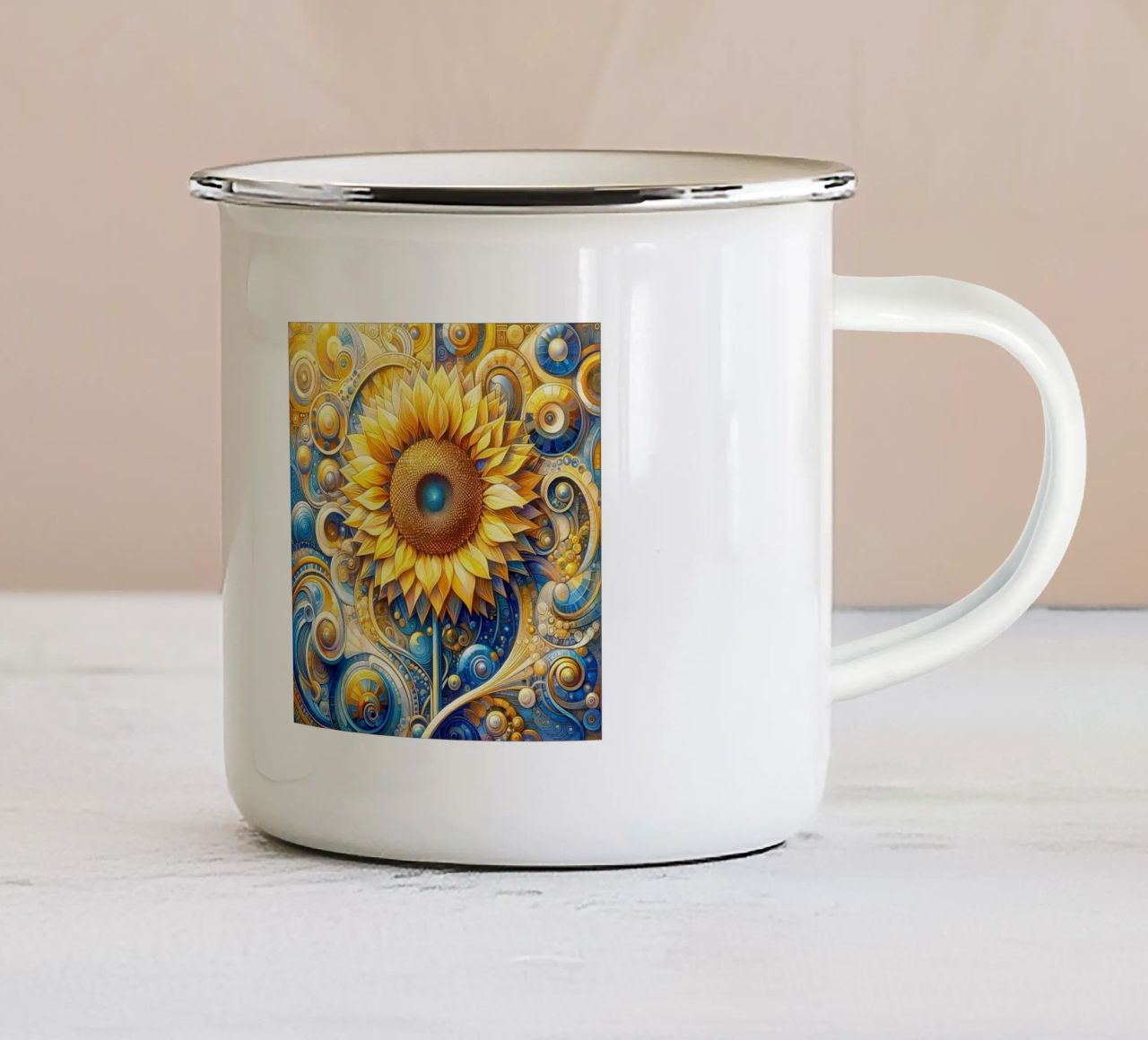 Girasole tazza in smalto da Art-Nouveau-Dsg