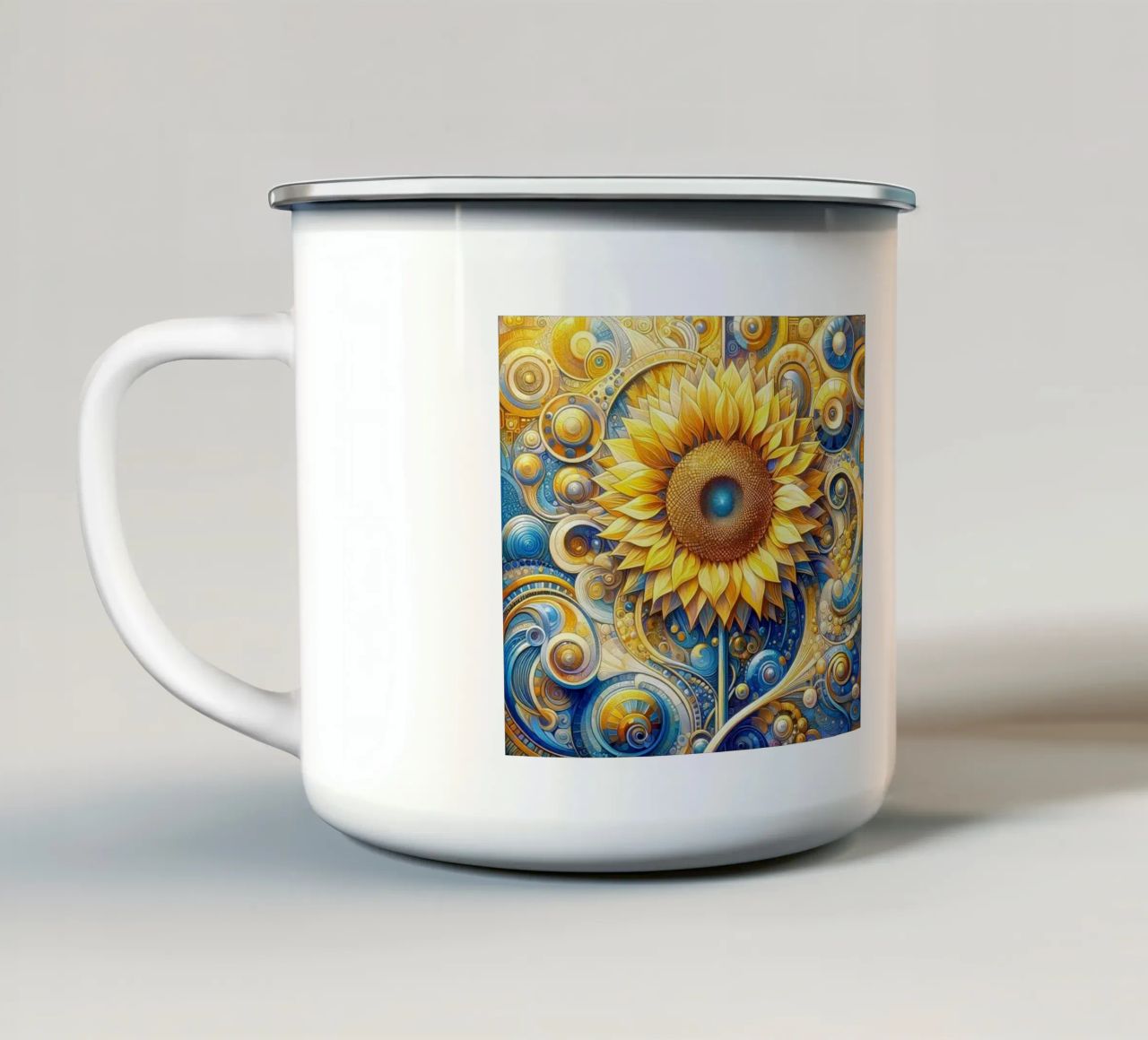 Girasole tazza in smalto da Art-Nouveau-Dsg
