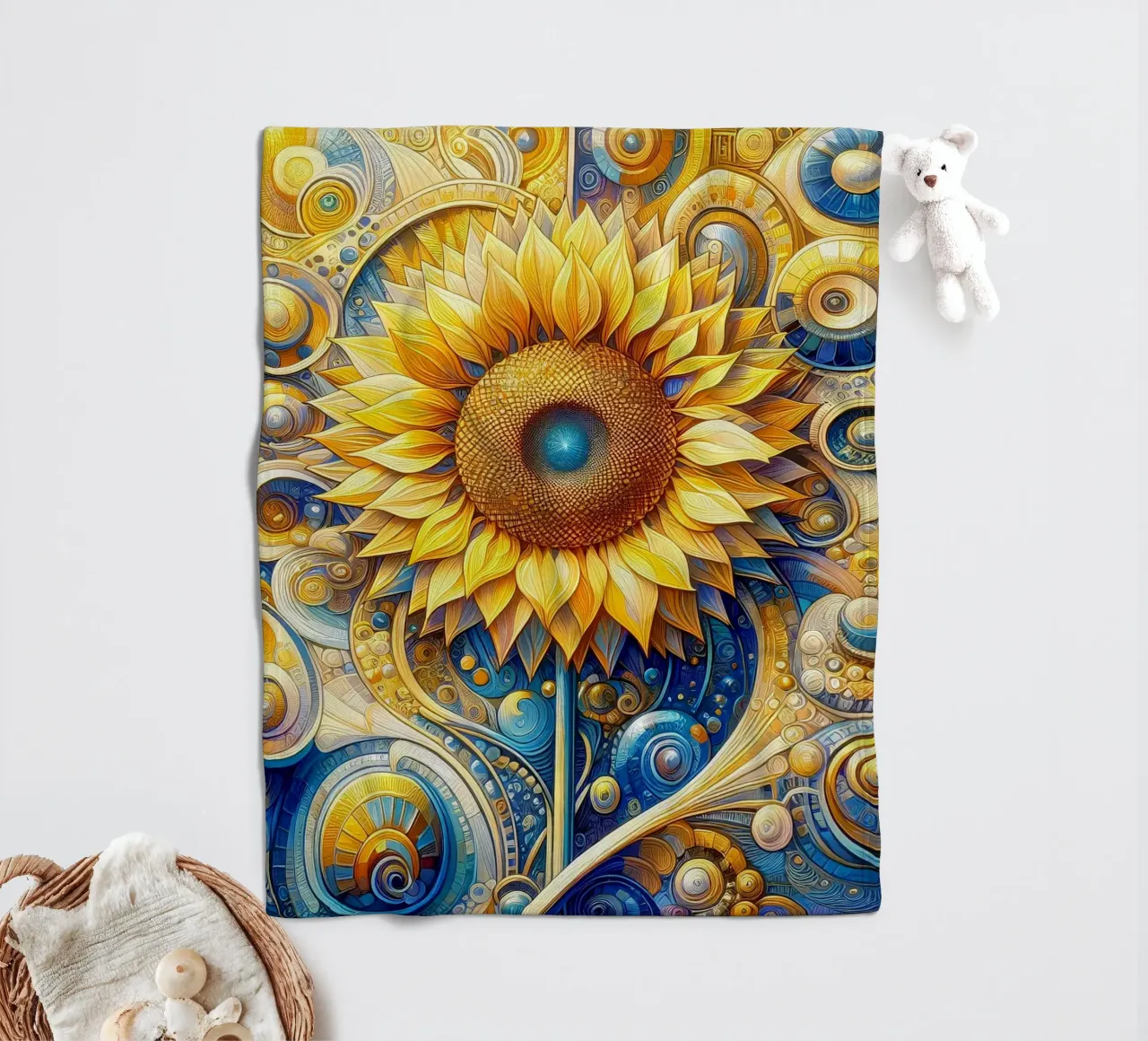 Zonnebloem fleecedeken van Art-Nouveau-Dsg