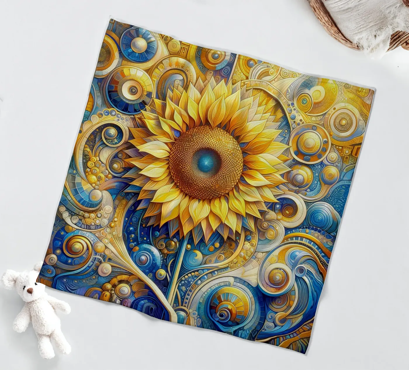 Sunflower fleece blanket by Art-Nouveau-Dsg