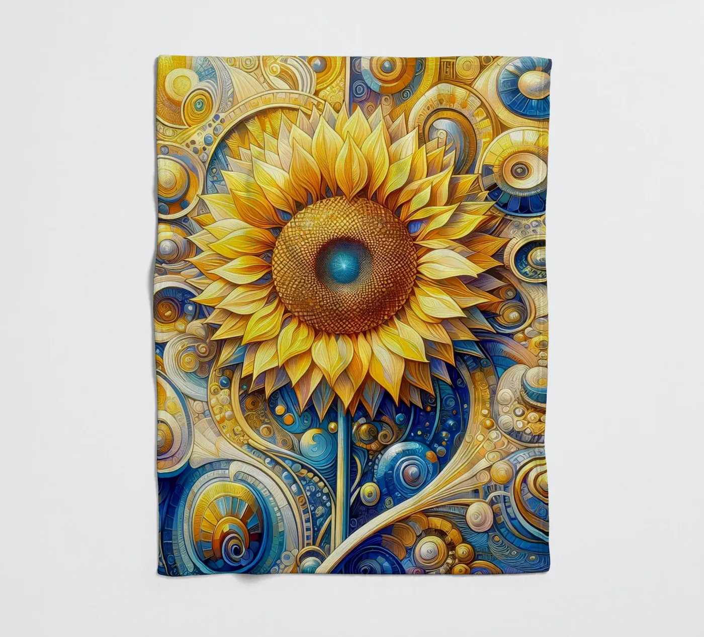 Sunflower fleece blanket by Art-Nouveau-Dsg