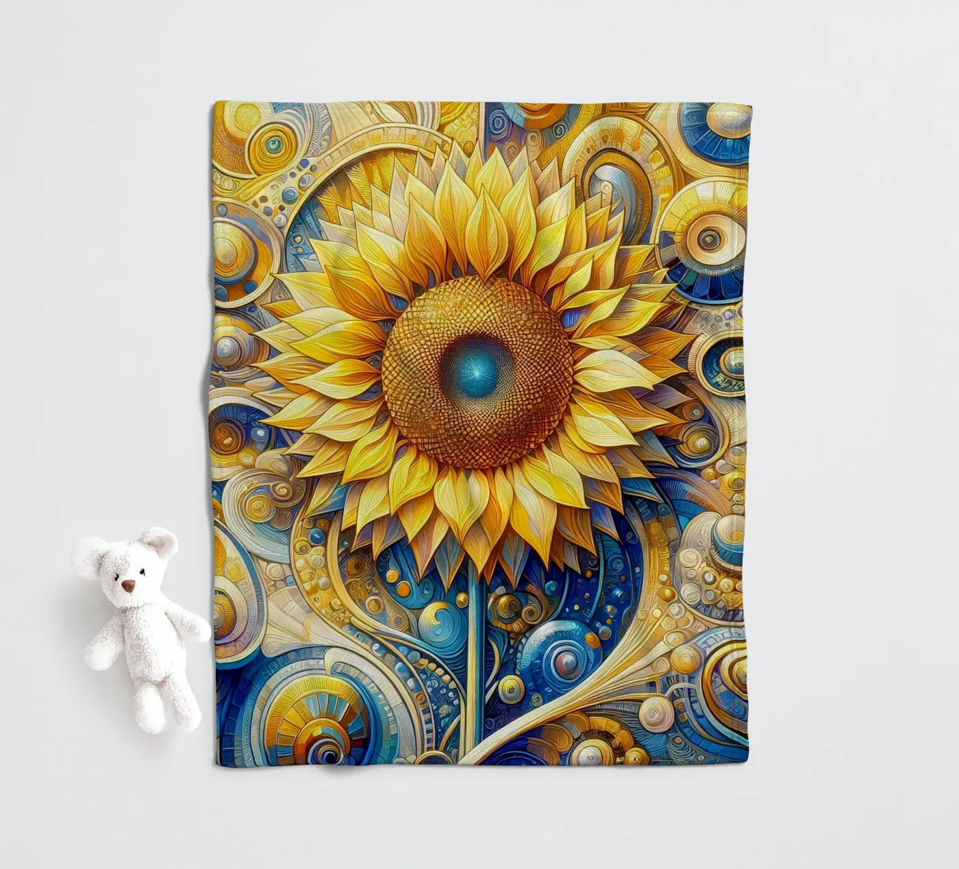 Sunflower fleece blanket by Art-Nouveau-Dsg