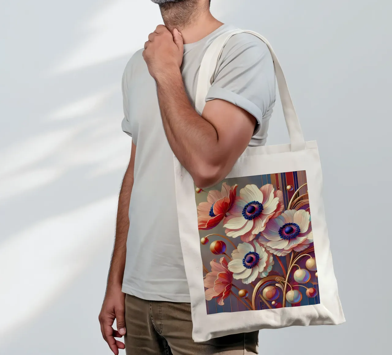 Anemonen borsa in juta da Art-Nouveau-Dsg