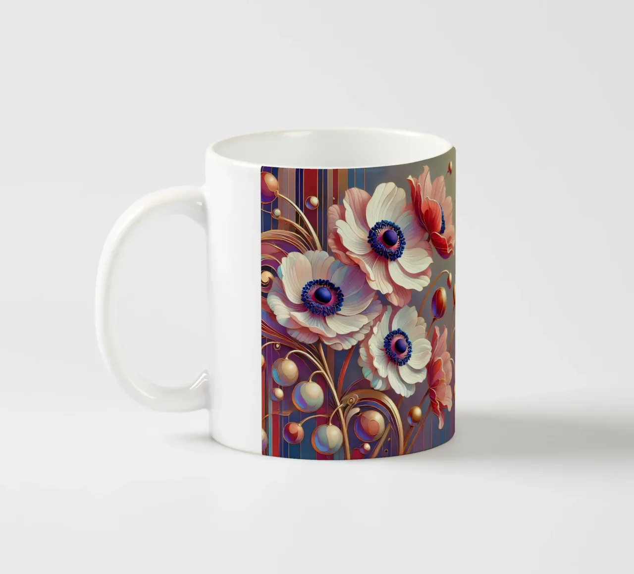 Anemonen tazza in ceramica da Art-Nouveau-Dsg