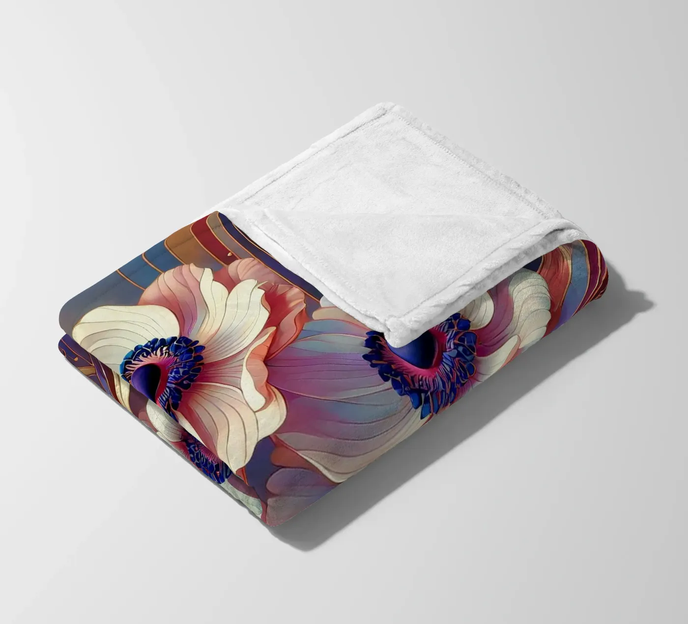 Anemonen Fleecedecke von Art-Nouveau-Dsg