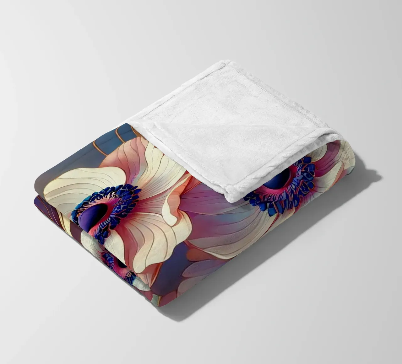 Anemonen Fleecedecke von Art-Nouveau-Dsg