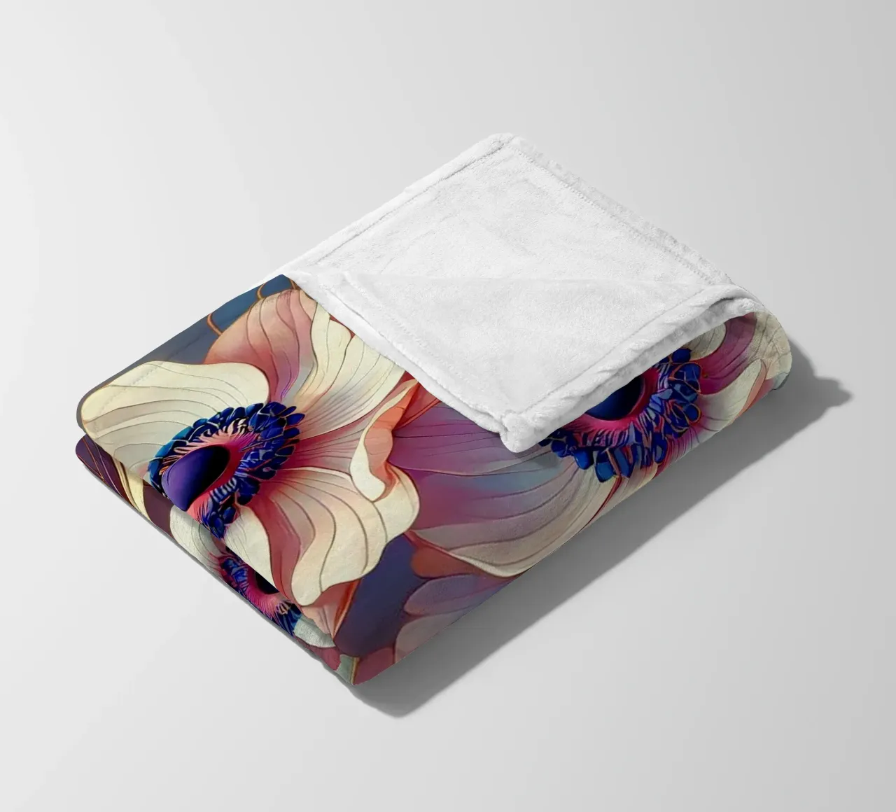 Anemonen Fleecedecke von Art-Nouveau-Dsg