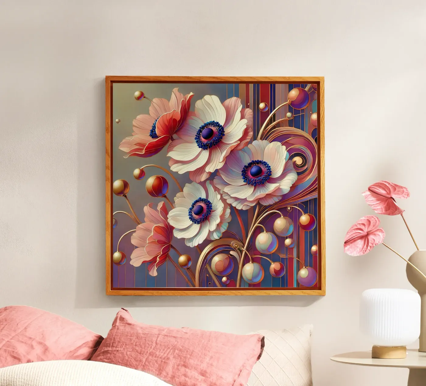 Anemonen Acryl-Glas von Art-Nouveau-Dsg