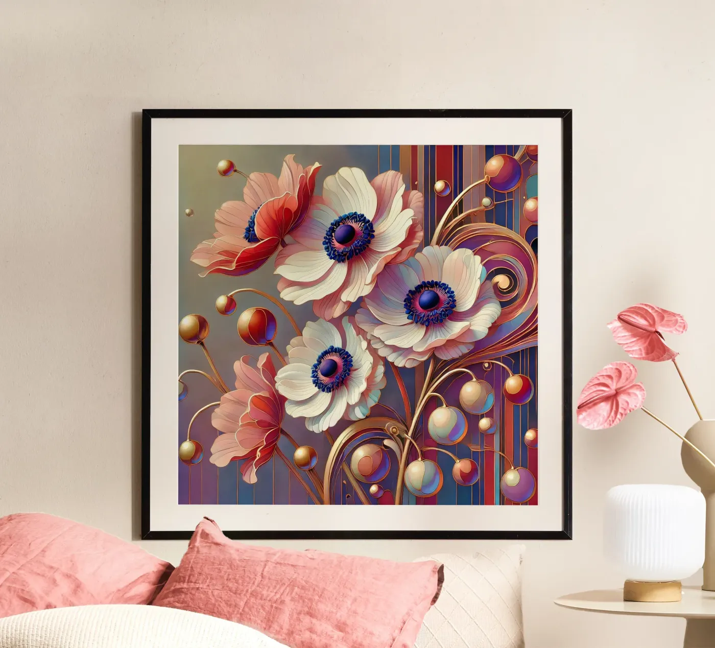 Anemonen Poster von Art-Nouveau-Dsg