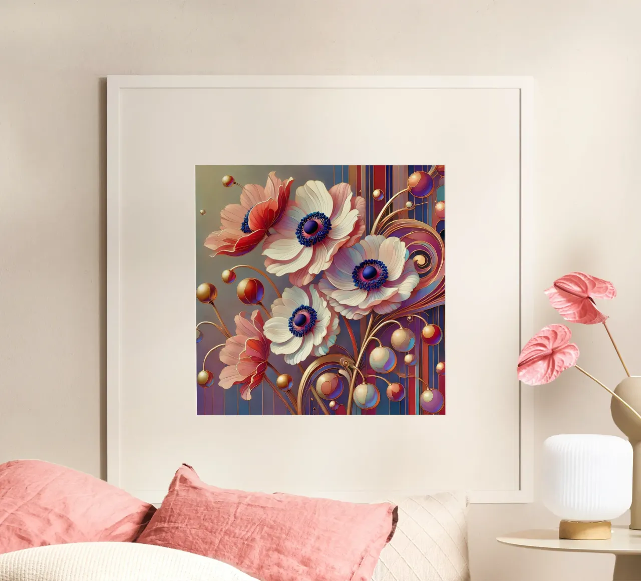 Anemonen poster da Art-Nouveau-Dsg