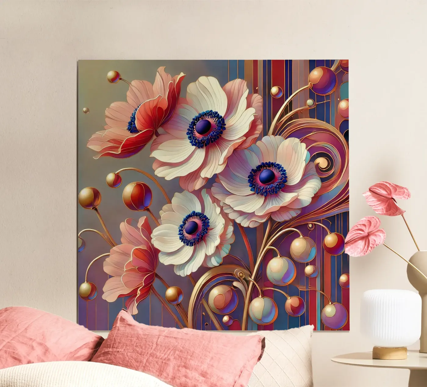 Anemonen Poster von Art-Nouveau-Dsg